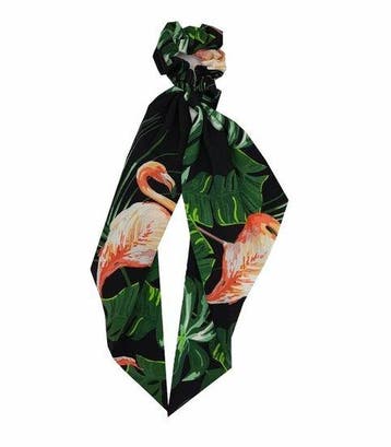 Haarelastiek Scrunchie – Bladeren Print – 30cm Linten –, Nieuw
