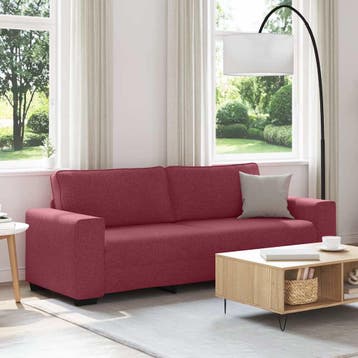 vidaXL 3-zitsbank wijnrood 220x77x82 cm stof, Verzenden, Nieuw, Driepersoons, Stof