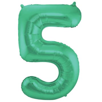 Folie Ballon cijfer 5 Metallic Groen 86 cm, Verzenden, Nieuw, Feestartikel, Verjaardag