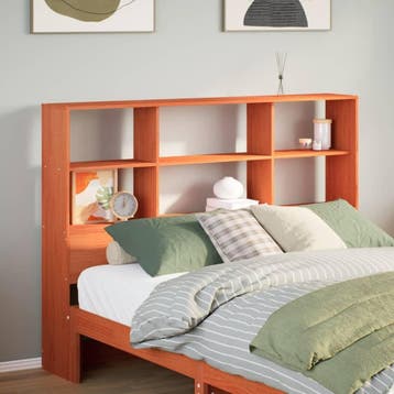 Bed Hoofdbord met Opbergvak | Tweedekansje | OP=OP, Bruin, Ophalen of Verzenden, Twijfelaar, 120 cm