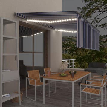 vidaXL Luifel handmatig uittrekbaar met rolgordijn LED 4x3 m, Verzenden, Nieuw