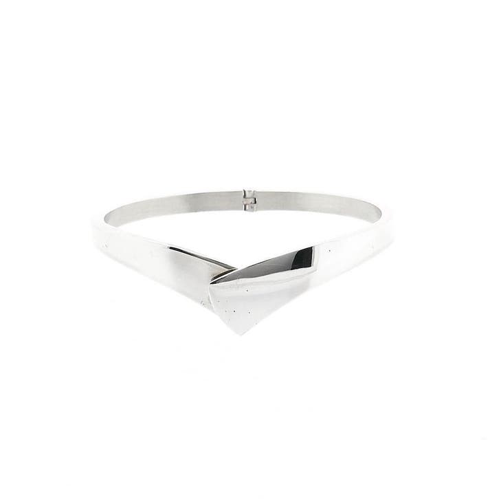 Zilveren slavenarmband met patroon; Maat M, Sieraden, Tassen en Uiterlijk, Armbanden, Overige kleuren, Gebruikt, Zilver, Ophalen of Verzenden