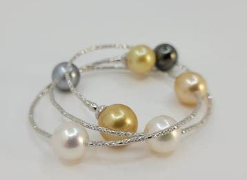Armband - 18 karaat Witgoud, 9,5 × 10,5 mm Zuidzee- en, Nieuw