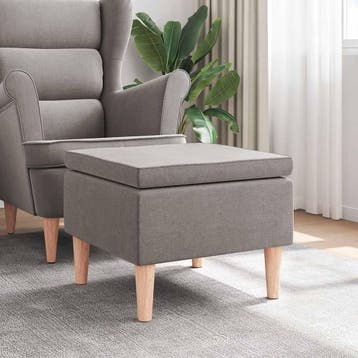 vidaXL Kruk met houten poten stof taupe, Huis en Inrichting, Stoelen, Verzenden, Nieuw