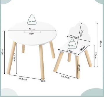 Kindertafel met 2 Stoelen en Wolkvormige Rugleuning, Verzenden, Nieuw