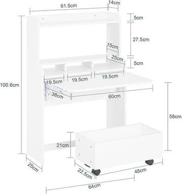 2dekans | SoBuy Wandklaptafel FWT105-II-W - Multifunctionele, Huis en Inrichting, Bureaus, Ophalen of Verzenden, Zo goed als nieuw