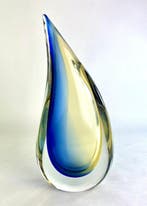 sculptuur, Vaso Sommerso Blu Ambra - 30 cm - Muranoglas, Antiek en Kunst