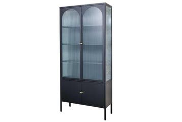 Moderne vitrinekast PARIS 180 cm zwart goud dammen glazen, Ophalen of Verzenden, Nieuw