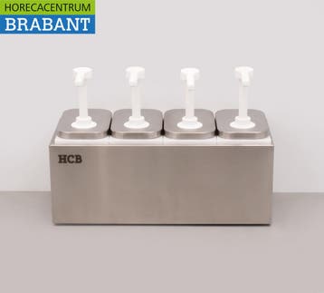 HCB RVS Dubbele Sauzenbar Sauspomp Sausdispenser 4 x 2 liter, Ophalen of Verzenden, Nieuw in verpakking