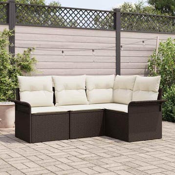 vidaXL Tuin Sofa Set 4 st Bruin poly rattan, Verzenden, Nieuw, 4 zitplaatsen