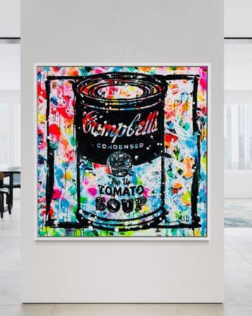 Mikko - Campbells Soup Splash On Frame - XXL (NO RESERVE!), Antiek en Kunst