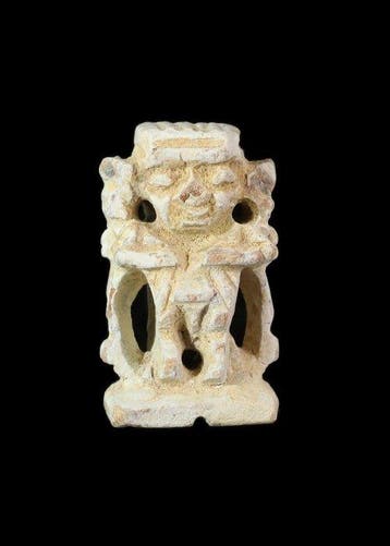 Fenicisch-Egyptisch Speksteen Janiforme amulet van Pataikos, Antiek en Kunst