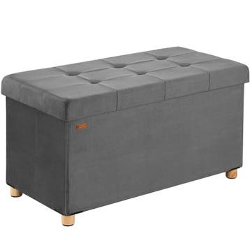 Opbergbank Antraciet Fluweel 76x38x42cm opvouwbaar, Verzenden