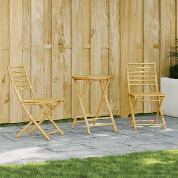 vidaXL 3-delige Bistroset bamboe, Verzenden, Nieuw, Hout