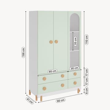 Kinderkledingkast Vaarentaa 156x90x41 cm mintgroen [en.casa], Verzenden, Nieuw