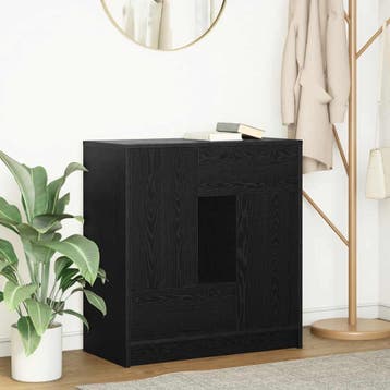vidaXL Dressoir met lades en deuren 70,5x34x74,5 cm zwart, Huis en Inrichting, Verzenden, Nieuw, Overige houtsoorten, Minder dan 50 cm