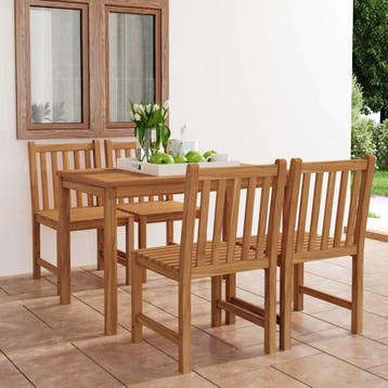 vidaXL 5-delige tuinset 120x70 cm massief teakhout, 4 zitplaatsen, Verzenden, Nieuw, Tuinset