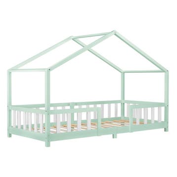 Kinderbed Treviolo huisbed 90x200 cm mint en wit [en.casa], Verzenden, Nieuw