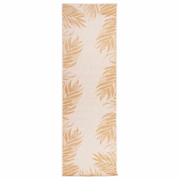 vidaXL Buitenkleed met bladpatroon platgeweven 80x250 cm, Verzenden, Nieuw, Geel