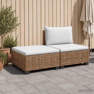 vidaXL 2 st Rieten Loungeset met Kussens GENDT Natuurlijk, 2 zitplaatsen, Nieuw, Loungeset, Verzenden