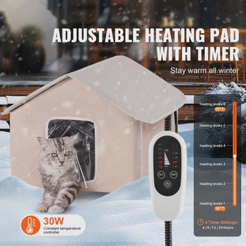 Verwarmd Kattenhuis Buiten - Waterdicht, Verstelbare Tempera, Verzenden, Nieuw
