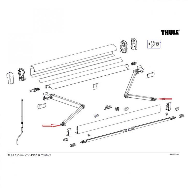 Thule Stop Knikarm LH+RH 4200/4900/6200, Caravans en Kamperen, Voortenten en Luifels, Nieuw, Thule, Ophalen of Verzenden