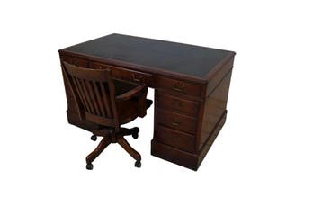 Antiek mahoniehouten partners desk met bijbehorende bureaust, Ophalen of Verzenden, Nieuw