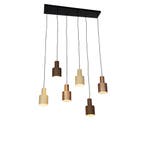 Hanglamp brons met taupe en beige 6-lichts - Ans, Verzenden, Nieuw, Modern