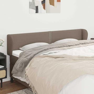 vidaXL Hoofdbord met randen 203x23x78/88 cm stof taupe, Huis en Inrichting, Slaapkamer | Bedden, Verzenden, Nieuw, Stof