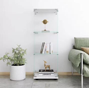 Moderne Glazen Vitrinekast met 1 Deur en 3 Planken, Verzenden, Nieuw