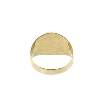 Gouden heren pinkring met harten gravering, Gebruikt, Heer, Ophalen of Verzenden, 17 tot 18