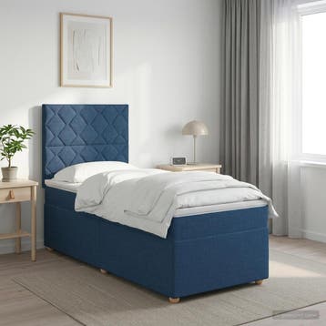 vidaXL Boxspringbed met matras met hoofdeinde Blauw 90 x 200, Verzenden, Nieuw, Eenpersoons, Blauw