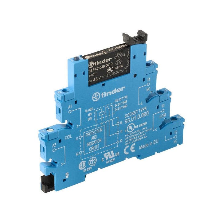 Finder 38.51 Interface Relaismodule 6A 48V AC/DC -, Doe-het-zelf en Verbouw, Elektra en Kabels, Overige typen, Nieuw, Verzenden