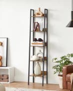 Smalle Boekenkast met 5 Planken – Vintage Bruin en Staal Rek, Verzenden, Nieuw