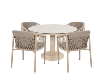 4 Seasons Outdoor Allora tuinset latte met Sarah tafel met, Ophalen of Verzenden, Nieuw