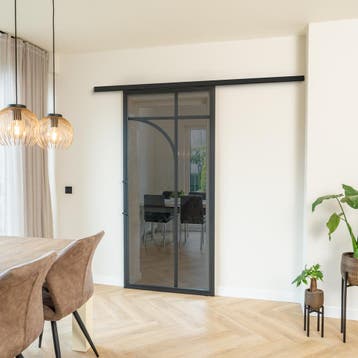 Stalen Schuifdeur koofsysteem - 5 Vlaks rond - Rookglas, Doe-het-zelf en Verbouw, 75 tot 150 cm, Nieuw, 150 tot 225 cm, Metaal