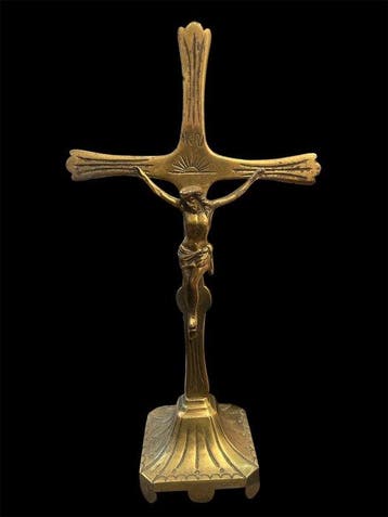 Ontwerp Crucifix - Koper, Messing - 1850-1900 - Antiek