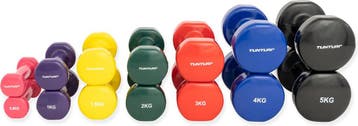 Tunturi Dumbbell set 2 x 5,0 kg - Vinyl - Zwart - Incl., Sport en Fitness, Fitnessmaterialen, Ophalen of Verzenden, Zo goed als nieuw