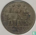Holland 1 duit 1757, Postzegels en Munten, Munten | Europa | Niet-Euromunten, Verzenden, Overige landen, Losse munt, Zilver