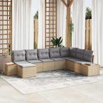 vidaXL Tuinbankenset met kussen 8 pcs Beige Poly riet, Verzenden, Nieuw, Rotan