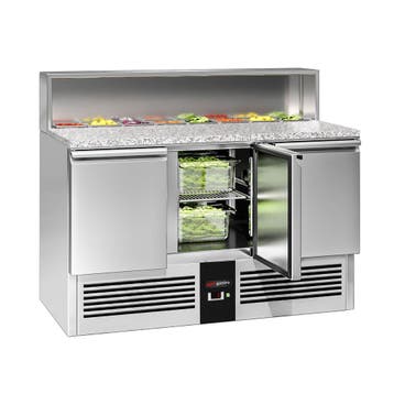 GGM Gastro | Saladette PREMIUM - 1368mm - 3 deuren - met RVS, Verzenden