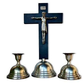 Minimalistisch Crucifix (3) - Verzilverd, Hout - 1960-1970 -, Antiek en Kunst