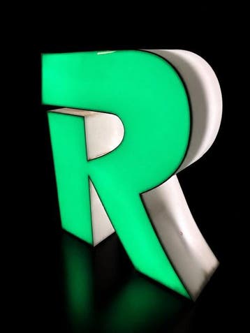 Originele lamp Lettera R - Lichtkarakter R - Gemaakt in