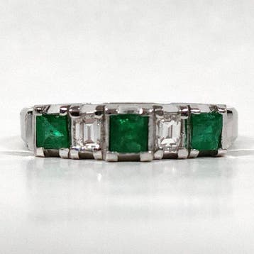 Ring Platina Smaragd - Diamant, Nieuw
