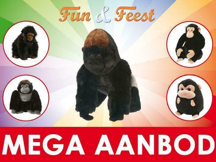 Knuffel gorilla - Het grootste aanbod pluche gorilla's, Kinderen en Baby's, Speelgoed | Knuffels en Pluche, Overige typen, Nieuw