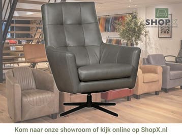 Leren draaifauteuil Central - Granada Steel (grijs), Huis en Inrichting, Fauteuils, Nieuw, Ophalen of Verzenden, 75 tot 100 cm