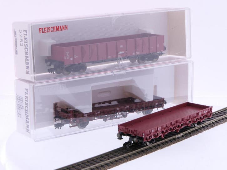 Schaal H0 Fleischmann 5221, 525701 en 5282 set van 3 open..., Hobby en Vrije tijd, Modeltreinen | H0, Gelijkstroom, Analoog, Gebruikt