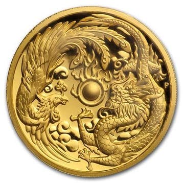 Gouden Dragon and Phoenix 1 oz 2018 (5.000 oplage), Verzenden, Losse munt, Goud