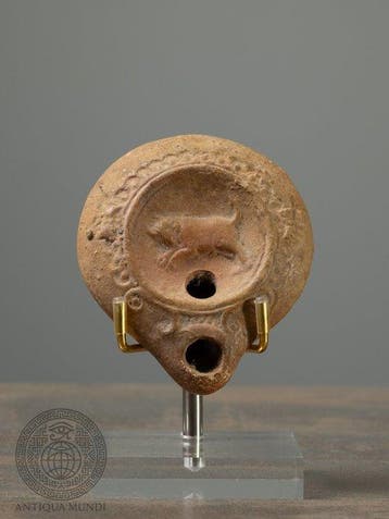 Romeinse keizertijd Terracotta Olielamp - weergave van een
