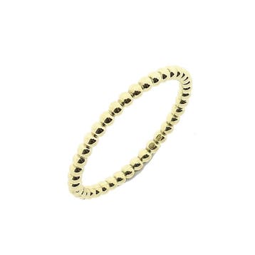 Gouden aanschuifring met bolletjes, Sieraden, Tassen en Uiterlijk, Ringen, Gebruikt, 19 tot 20, Ophalen of Verzenden, Dame